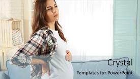  Presentation with pregnant woman - Slide set enhanced with young pregnant woman feeling bad background and a light blue colored foreground