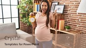  Presentation with pregnant woman - Presentation with young-pregnant-woman-holding-alarm background and a  colored foreground