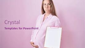  Presentation with pregnant woman in hospital - Slide deck consisting of young-pregnant-woman-holding-clipboard and a lemonade colored foreground