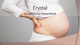  Presentation with fetus - PPT theme having young pregnant woman holding her background and a sky blue colored foreground