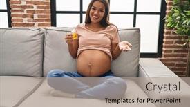  Presentation with pregnant woman - Presentation theme featuring young-pregnant-woman-holding-moisturizer background and a  colored foreground
