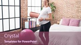  Presentation with pregnant woman - PPT layouts consisting of young-pregnant-woman-holding-pilate background and a  colored foreground