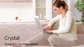  Presentation with budget - Presentation design consisting of young pregnant woman in budget background and a mint green colored foreground