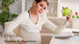  Presentation with budget - Slide deck featuring young-pregnant-woman-in-budget background and a coral colored foreground