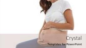  Presentation with pregnant woman - Cool new presentation theme with young-pregnant-woman-is-sitting backdrop and a soft green colored foreground