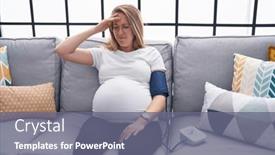  Presentation with pulse - Theme with young-pregnant-woman-measuring-pulse background and a gray colored foreground