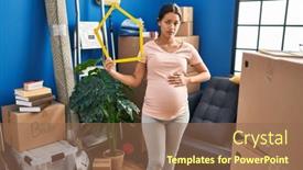  Presentation with pregnant woman - PPT layouts enhanced with young-pregnant-woman-moving background and a coral colored foreground
