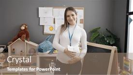  Presentation with preschool - Slide set having young-pregnant-woman-preschool-teacher background and a coral colored foreground