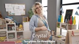  Presentation with preschool - Presentation theme consisting of young-pregnant-woman-preschool-teacher background and a gray colored foreground