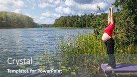  Presentation with pregnant woman - Colorful PPT theme enhanced with young-pregnant-woman-sanding backdrop and a gray colored foreground