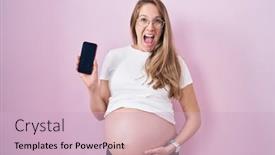  Presentation with pregnant woman - Slides consisting of young-pregnant-woman-showing-belly background and a soft green colored foreground