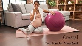  Presentation with pilates - Slides enhanced with young-pregnant-woman-sitting background and a coral colored foreground