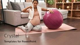  Presentation with pilates - Presentation theme consisting of young-pregnant-woman-sitting background and a coral colored foreground