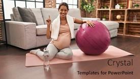  Presentation with pilates - Presentation theme enhanced with young-pregnant-woman-sitting background and a coral colored foreground