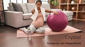  Presentation with pilates - Slide deck enhanced with young-pregnant-woman-sitting background and a  colored foreground