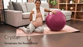  Presentation with pilates - Presentation theme enhanced with young-pregnant-woman-sitting background and a  colored foreground