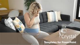  Presentation with pregnant woman - Presentation theme consisting of young-pregnant-woman-sitting and a coral colored foreground
