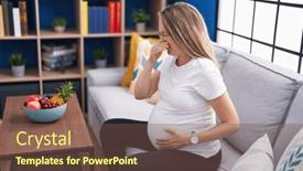  Presentation with pregnant woman - Presentation featuring young-pregnant-woman-sitting and a violet colored foreground