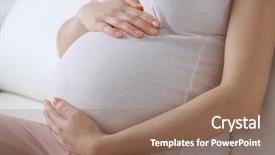  Presentation with pregnant woman - Audience pleasing PPT theme consisting of young pregnant woman sitting backdrop and a violet colored foreground