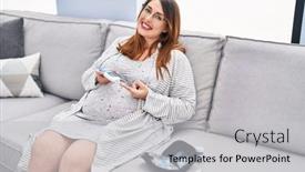  Presentation with pregnant woman - Slides featuring young-pregnant-woman-smiling-confident background and a light gray colored foreground