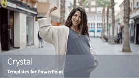  Presentation with pregnant woman - Presentation consisting of young-pregnant-woman-smiling-confident background and a gray colored foreground