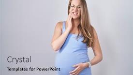  Presentation with pregnant woman cleaning - Presentation consisting of young-pregnant-woman-standing-over background and a light gray colored foreground