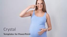  Presentation with nose - Slides enhanced with young-pregnant-woman-standing-over background and a light gray colored foreground