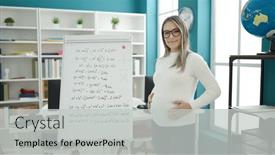  Presentation with maths - Slides featuring young-pregnant-woman-teacher-teaching background and a light gray colored foreground