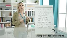  Presentation with magnetic - PPT theme with young-pregnant-woman-teaching-maths background and a light gray colored foreground