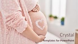  Presentation with pregnant woman - Presentation theme featuring young-pregnant-woman-touching-belly background and a lemonade colored foreground