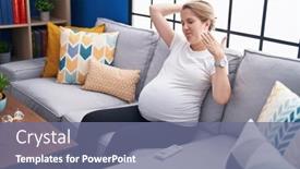  Presentation with heat - Theme with young-pregnant-woman-touching-belly background and a gray colored foreground
