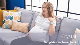  Presentation with heat - Slides with young-pregnant-woman-touching-belly background and a  colored foreground
