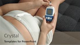  Presentation with measuring - Theme having young-pregnant-woman-touching-belly background and a coral colored foreground