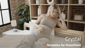 Presentation with stressed - Slides enhanced with young-pregnant-woman-touching-belly background and a gray colored foreground