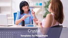  Presentation with gynecologist - Audience pleasing PPT theme consisting of young-pregnant-woman-visiting-experienced backdrop and a ocean colored foreground