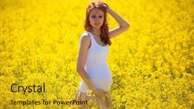  Presentation with pregnant woman - PPT theme featuring young pregnant woman walking outdoors background and a  colored foreground