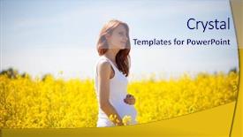  Presentation with pregnant woman - Beautiful presentation theme featuring young pregnant woman walking outdoors backdrop and a sky blue colored foreground