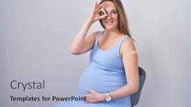 Presentation with aid - Presentation theme having young-pregnant-woman-wearing-band background and a light blue colored foreground