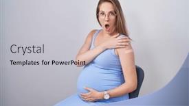  Presentation with aid - Presentation theme having young-pregnant-woman-wearing-band background and a light gray colored foreground
