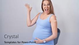  Presentation with aid - Slide deck having young-pregnant-woman-wearing-band background and a light blue colored foreground