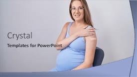 Presentation with pregnant woman - Slide set with young-pregnant-woman-wearing-band and a light gray colored foreground