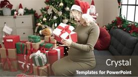  Presentation with pregnant woman - Slides with young-pregnant-woman-wearing-christmas and a tawny brown colored foreground