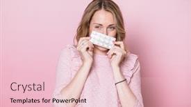  Presentation with medicine pregnant woman - Slide set featuring folic acid - young pregnant woman wearing pink background and a lemonade colored foreground