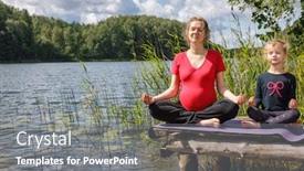  Presentation with posture - Slide deck consisting of young-pregnant-woman-wearing-sporty background and a gray colored foreground