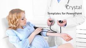  Presentation with pregnant woman doctor - Presentation featuring young pregnant woman with doctor in hospital background and a white colored foreground