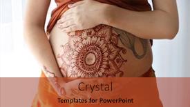  Presentation with henna tattoo - Cool new PPT theme with young pregnant woman with henna tattoo on belly on light background backdrop and a red colored foreground