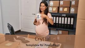  Presentation with pregnant woman - Theme featuring young-pregnant-woman-working background and a coral colored foreground