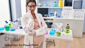  Presentation with pregnant depression - Presentation theme with young-pregnant-woman-working background and a coral colored foreground