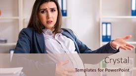  Presentation with pregnant woman - Presentation theme enhanced with young-pregnant-woman-working background and a  colored foreground