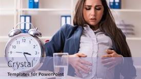  Presentation with pregnant woman - PPT theme enhanced with young-pregnant-woman-working background and a light blue colored foreground